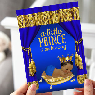 Kungliga blå-gulda prins pojke baby shower-inbjudn inbjudningar