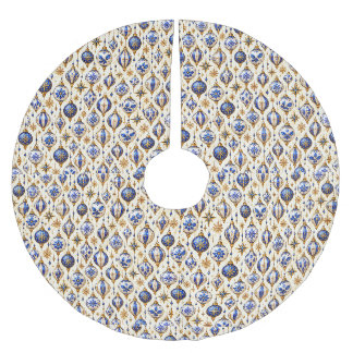 Kungliga blåa porslinsjuldekorationer julgransmatta borstad polyester