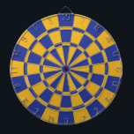 Kungliga blått och guld darttavla<br><div class="desc">Kungliga blått och den guld- pilen stiger ombord</div>