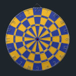 Kungliga blått och guld darttavla<br><div class="desc">Kungliga blått och den guld- pilen stiger ombord</div>
