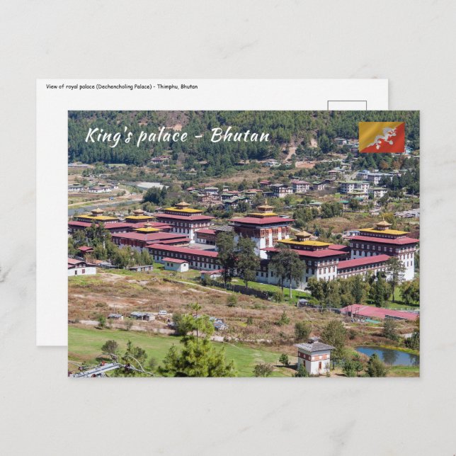 Kungliga palatset i Thimphu - Bhutan Vykort (Fram/baksida)
