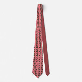 Kungliga Plaid Poodles med Röd Bakgrund Slips