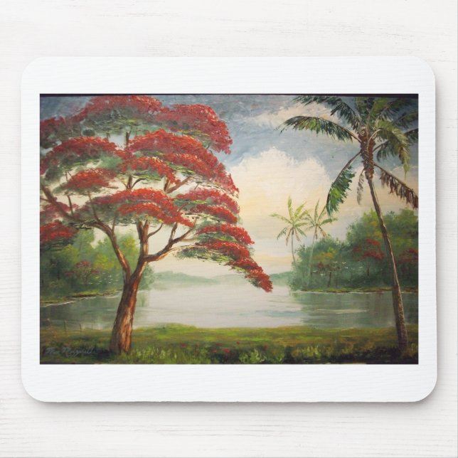 Kungliga Poinciana (det flamboyanta träd) Musmatta (Framsidan)