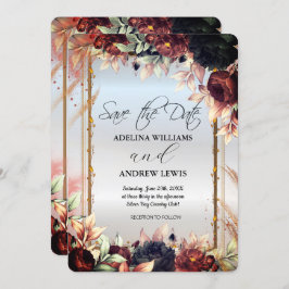 Kungliga Silverblommor Ros,Guld Ram  Inbjudningar