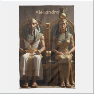 Kungligheter från det antika Egypten kung & drottn Kökshandduk