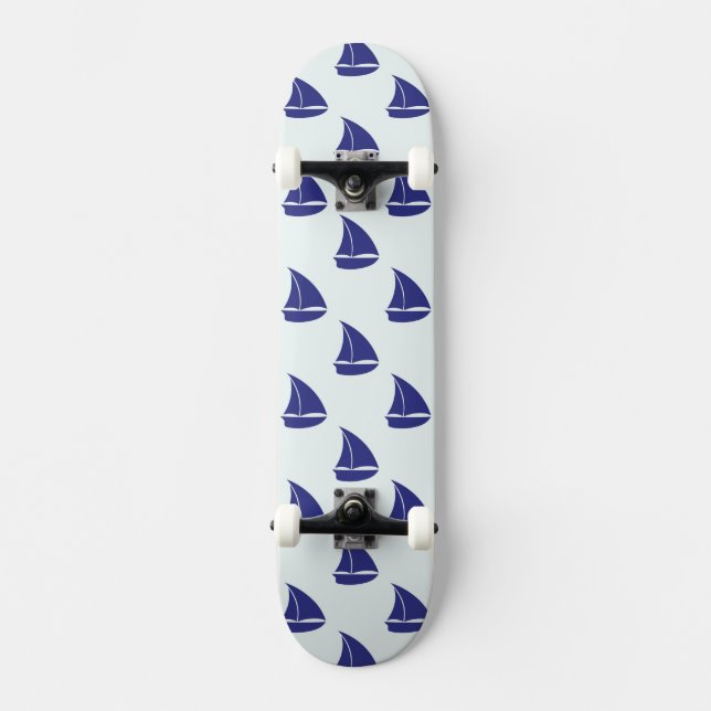 Kungligt blåttsegelbåtmönster old school skateboard bräda 21,6 cm (Framsida)