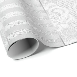 Kungligt blom- snöre för rosilvervit görar rand presentpapper