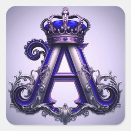Kungligt Brev A Kronmonogram Vintage Ornamenterad Fyrkantigt Klistermärke