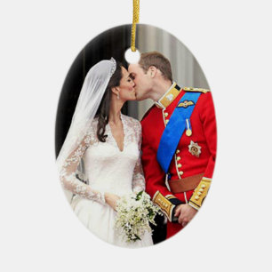 Kungligt bröllop julgransprydnad keramik