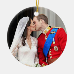 Kungligt bröllop julgransprydnad keramik