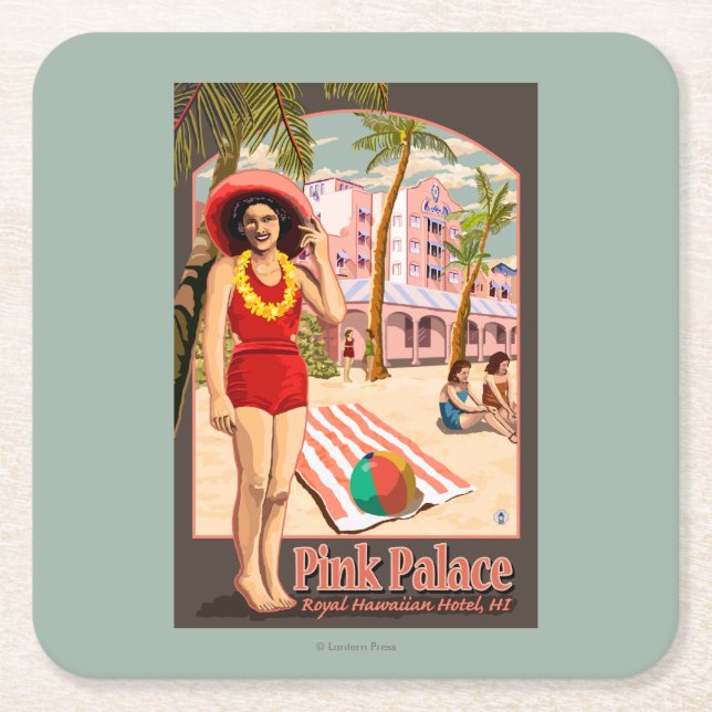 Kungligt hawaianskt hotell i Hawaii Underlägg Papper Kvadrat (Framsidan)