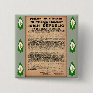 Kungörelse 1916 av det Irland emblem Knapp