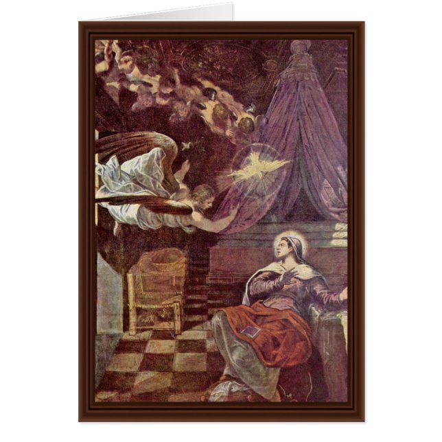 Kungörelse av Tintoretto Jacopo (bäst kvalitets-) Hälsningskort (Framsidan)