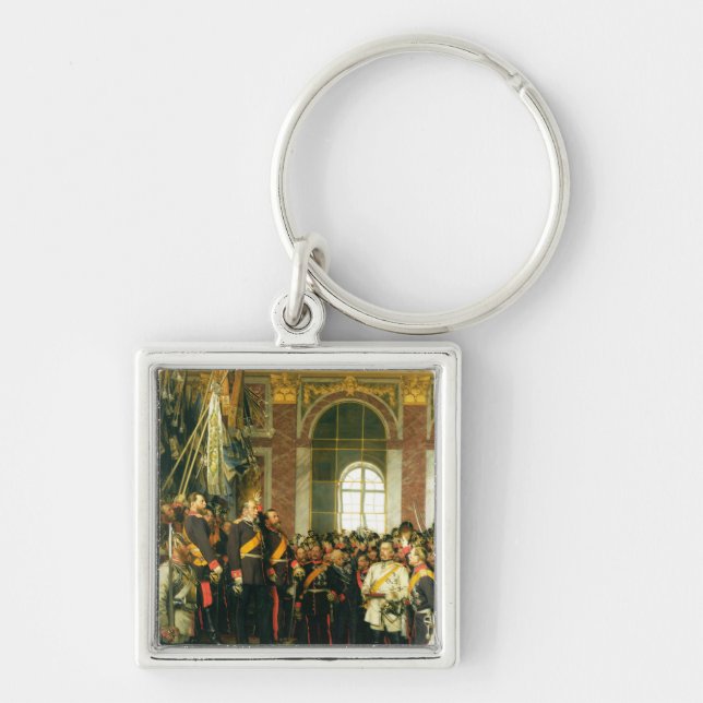 Kungörelsen av Wilhelm som Kaiser Fyrkantig Silverfärgad Nyckelring (Framsidan)