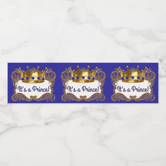 Kungsblå Guld Prins Krona Vattenflaska Etiketter (Singel etikett)