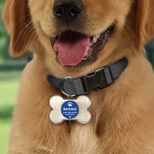Kungsblå tassavtryck Hundben Monogram ID-bricka Husdjur