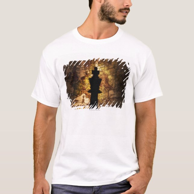 Kungschackbiet på karta för gammal värld t-shirt (Framsida)