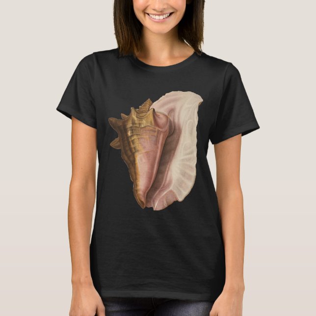 Kungsconchsjösnäcka Skal, Vintage Marinliv T-shirt (Framsida)
