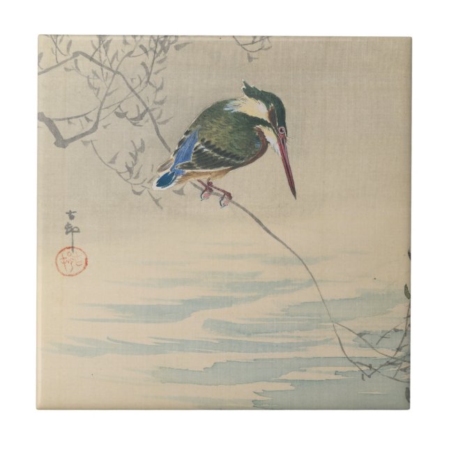 Kungsfiskare av Ohara Koson Kakelplatta (Framsidan)
