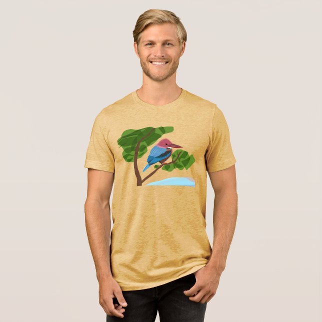 Kungsfiskare block T-Shirt Tri-Blend Tröja (Framsida Full)
