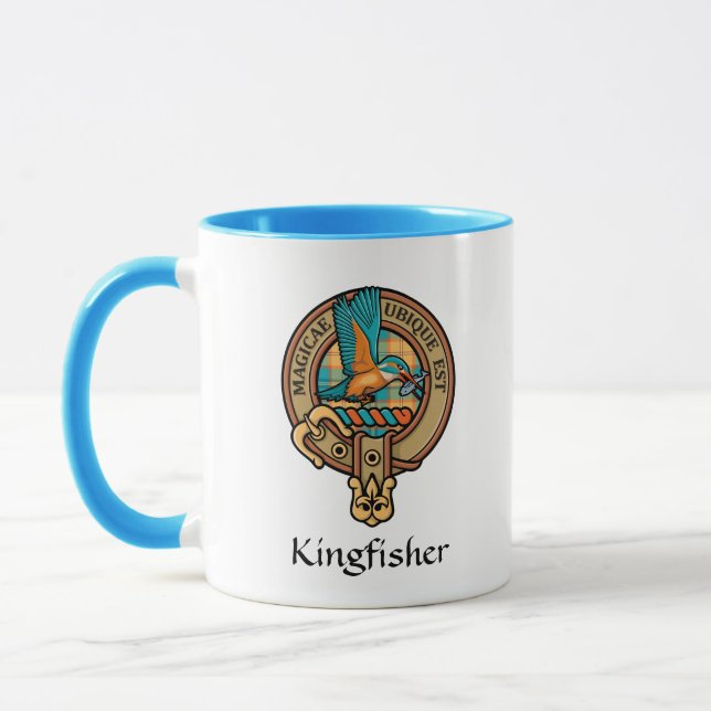 Kungsfiskare Crest över Tartan Tartan Mugg (Vänster)