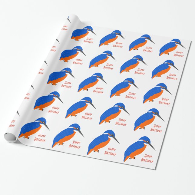Kungsfiskare Design Födelsedagspresent Presentpapper (Utrullad)