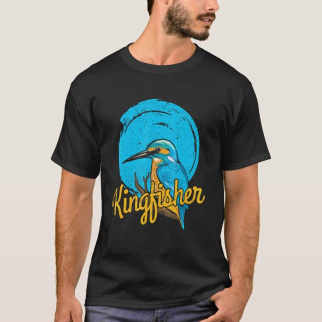 Kungsfiskare Fågel Design Fågel T Shirt (Framsida)