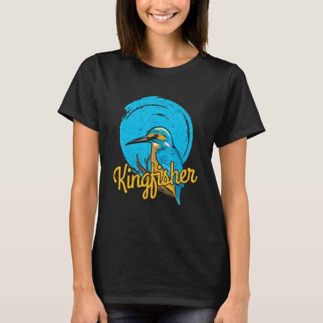 Kungsfiskare Fågel Design Fågel T Shirt (Framsida)
