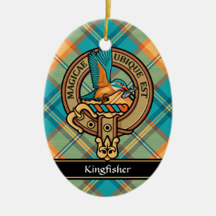 Kungsfiskare krön över Tartan Julgransprydnad Keramik