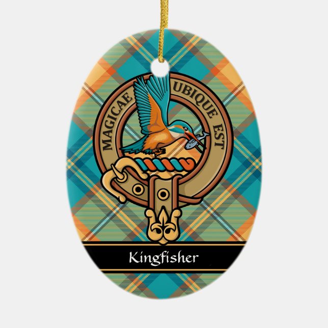 Kungsfiskare krön över Tartan Julgransprydnad Keramik (Framsidan)