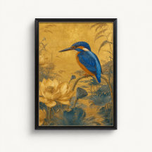 Kungsfiskare Lotus Chinoiserie Affisch