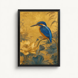 Kungsfiskare Lotus Chinoiserie Affisch