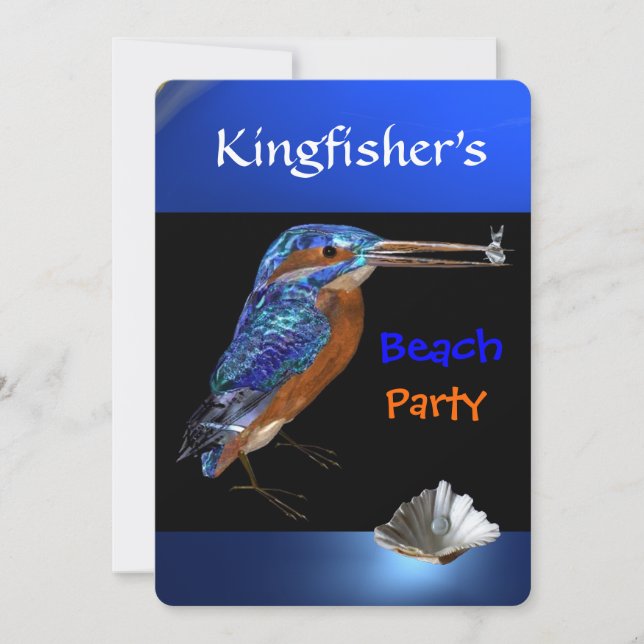 KUNGSFISKE KVÄLLSPARTY,Blå,Svart Inbjudningar (Framsida)