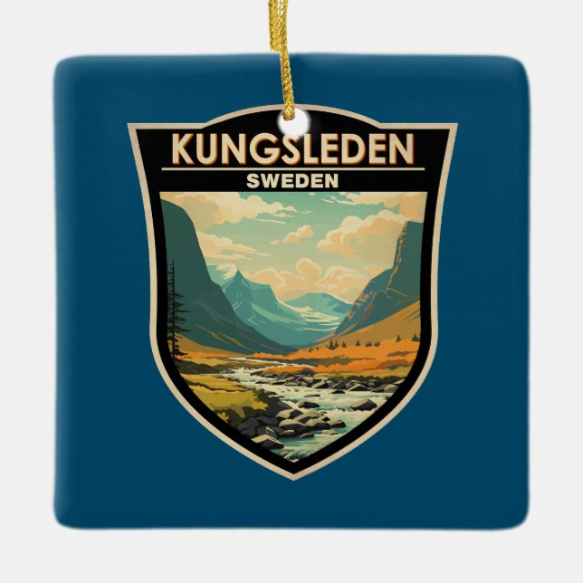 Kungsleden Sverige Travel Art Vintage Julgransprydnad Keramik (Framsida)