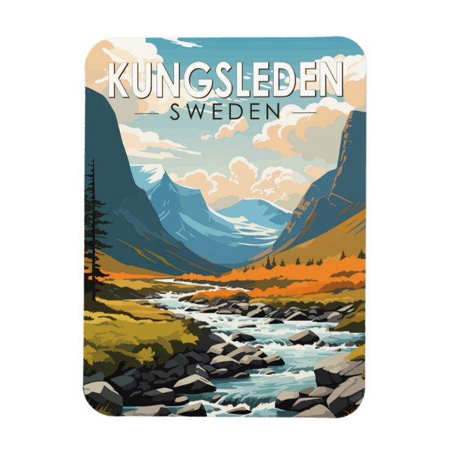 Kungsleden Sverige Travel Art Vintage Magnet (Vertikal)