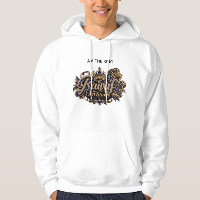 Kungslig blå lejon lyxig vapensköld hoodie (Framsida)