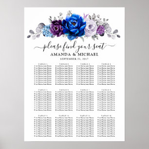 Kungslig blå lila marinlilafärg blommar sittplatsk poster