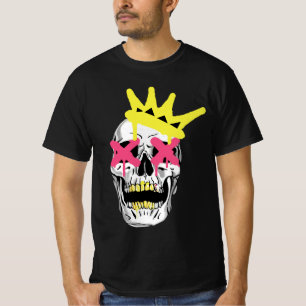Kungslig Dödskalle: Rosa X-Ögon Krönt Konst T Shirt