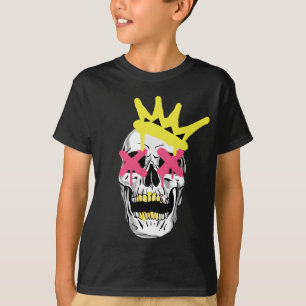 Kungslig Dödskalle: Rosa X-Ögon Krönt Konst T Shirt