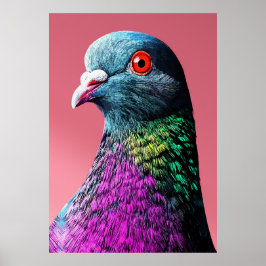 Kungslig Duvmajestät Livlig Realistisk Fågelporträ Poster