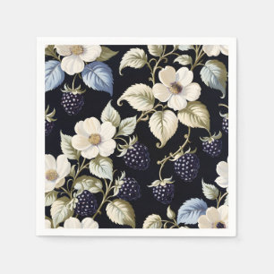 Kungslig elegans Svartbär och blommor Pappersservett
