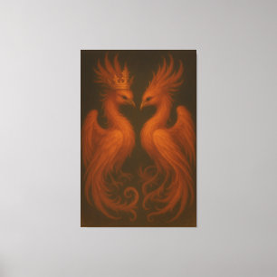 Kungslig Guld Fenix Par · Lyx Fin Konst Canvas