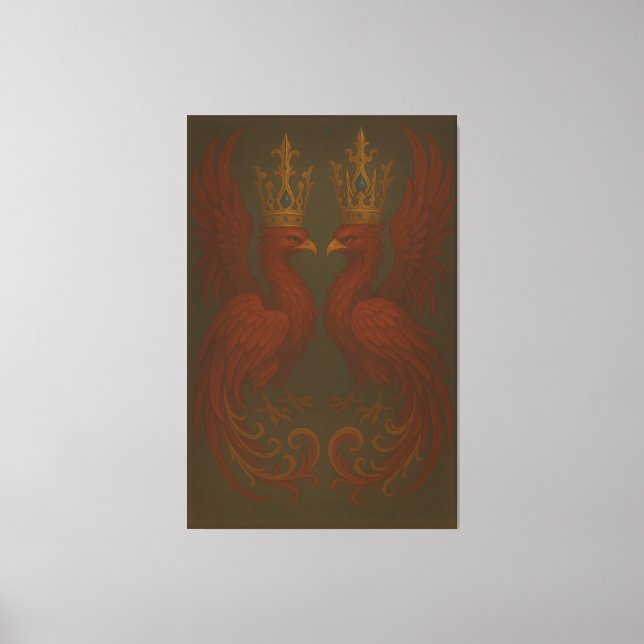 Kungslig Guld Fenix Par · Lyx Fin Konst Canvas (Framsida)