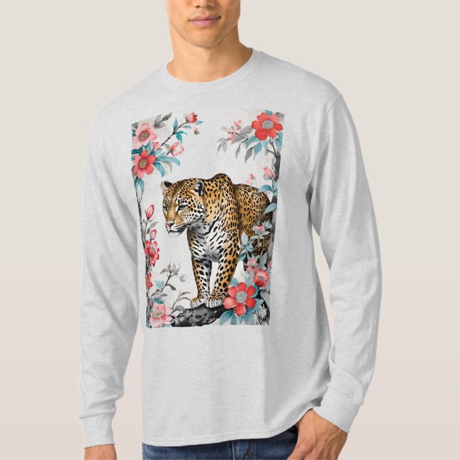 Kungslig Tiger Blommig T Shirt (Framsida)
