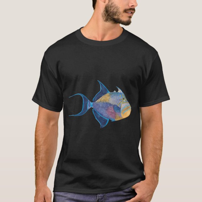 KUNGSTRIGGERFISK-Balistes vetula T Shirt (Framsida)