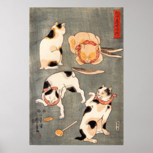 Kuniyoshi fyra kattaffisch poster