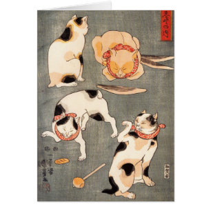 Kuniyoshi fyra katter noterar Crad OBS Kort