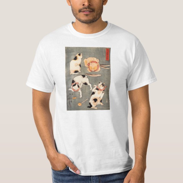 Kuniyoshi fyra katter t-shirt (Framsida)