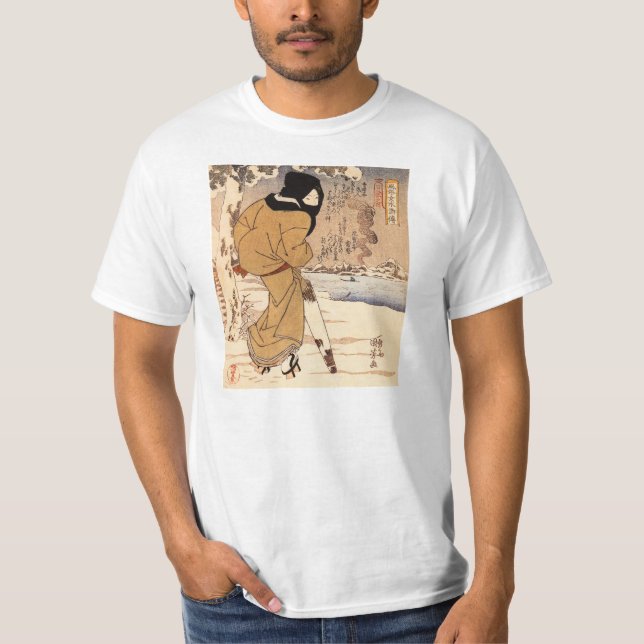 Kuniyoshi kvinna som går i snön tröja (Framsida)