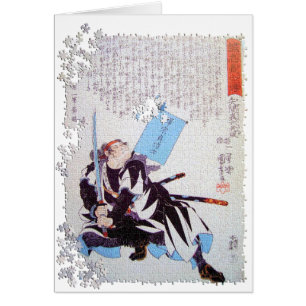 Kuniyoshi roninpussel Yazama Shinroku Mitsukaze Hälsningskort